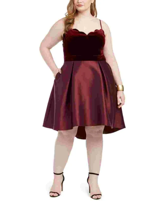 Teeze Me Women's Trendy Velvet Top Dress Red Size 20 sold by Ruumur