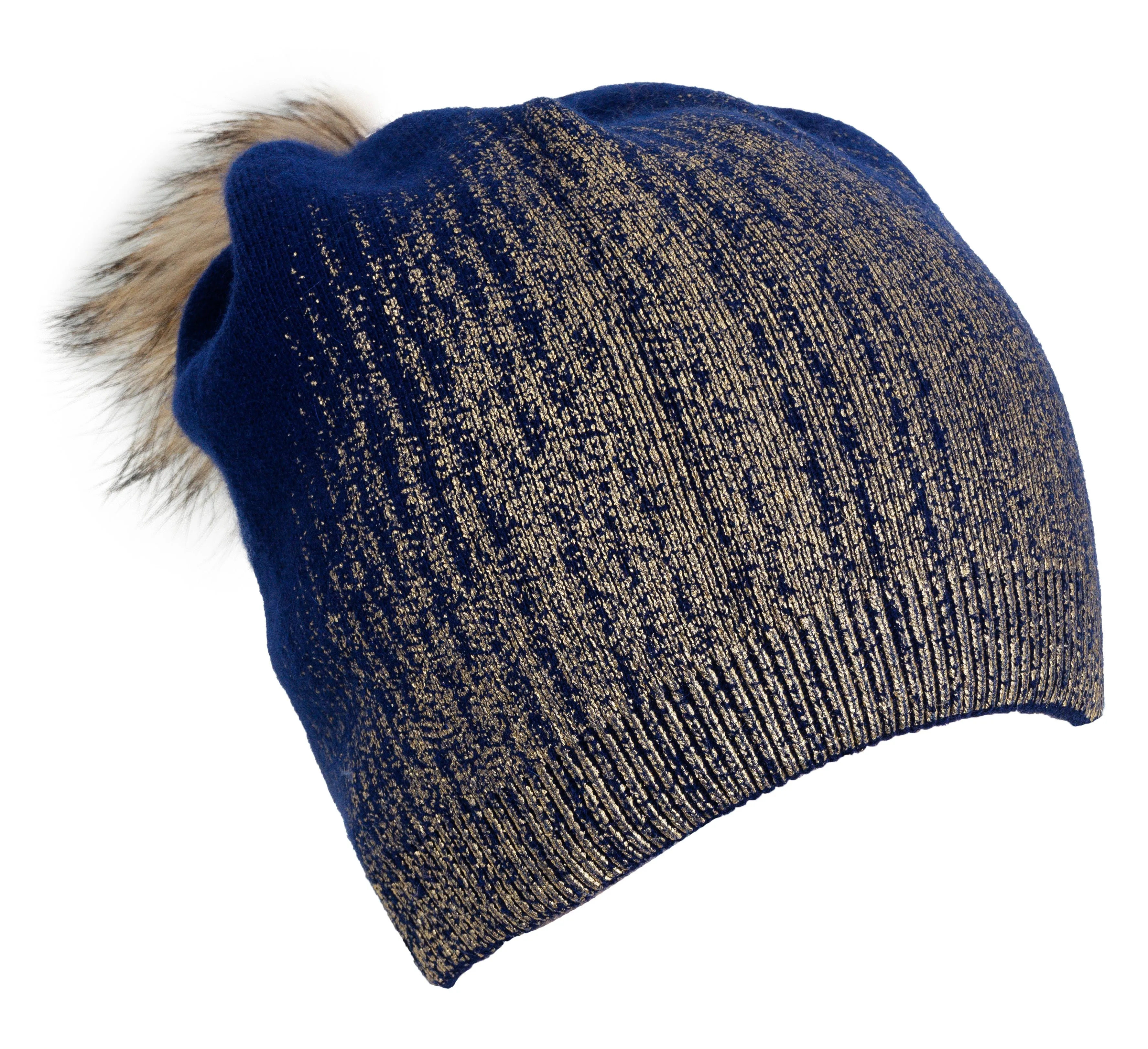 Rebecca and Rifka Knitted Ombre Metallic Beanie with Pompom(BW-122-BKGD) sold by Ruumur product image thumbnail 2