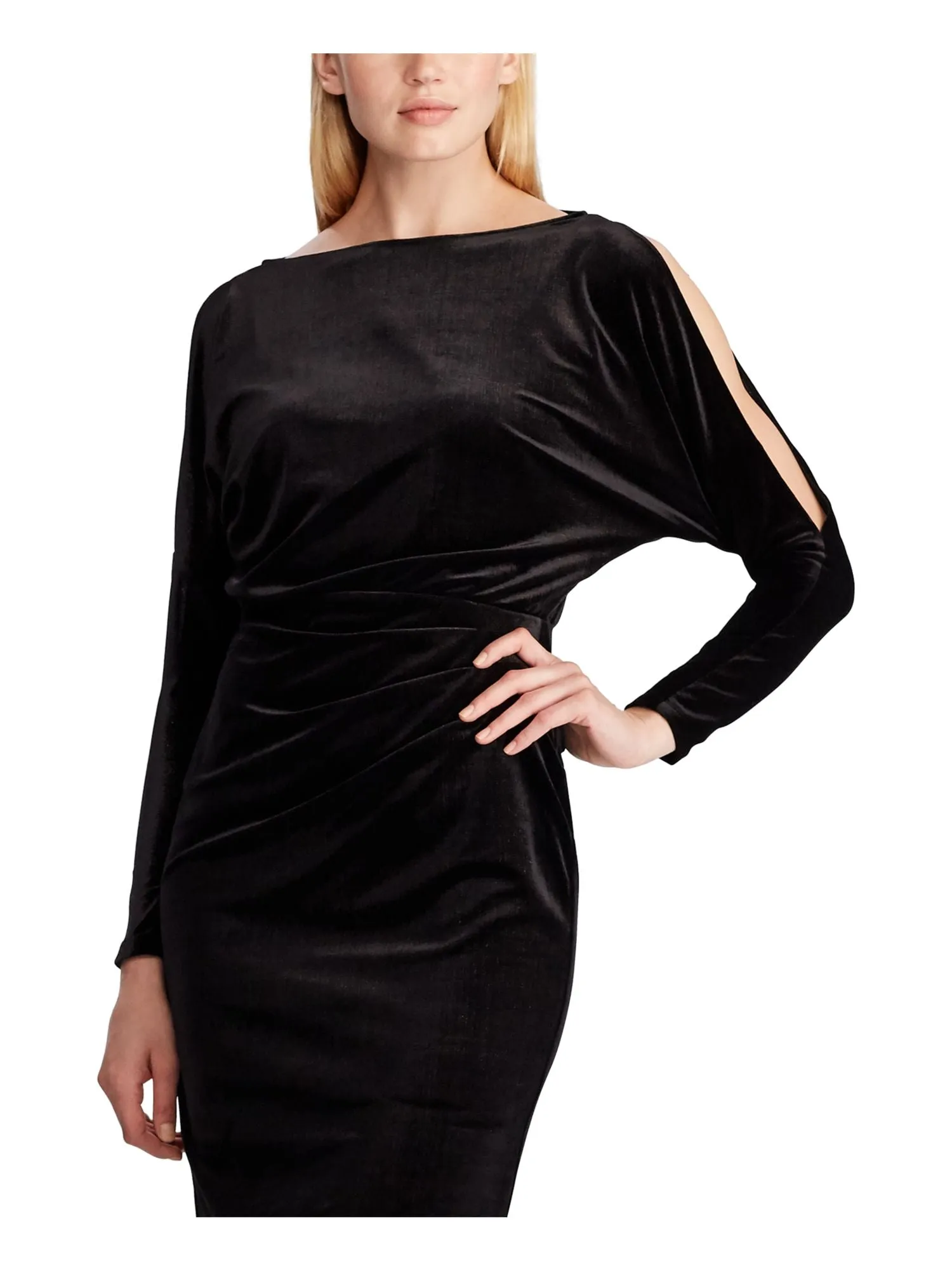 Ralph Lauren Women's Velvet Slit Sleeve Dress Black Size 2 sold by Ruumur product image thumbnail 3