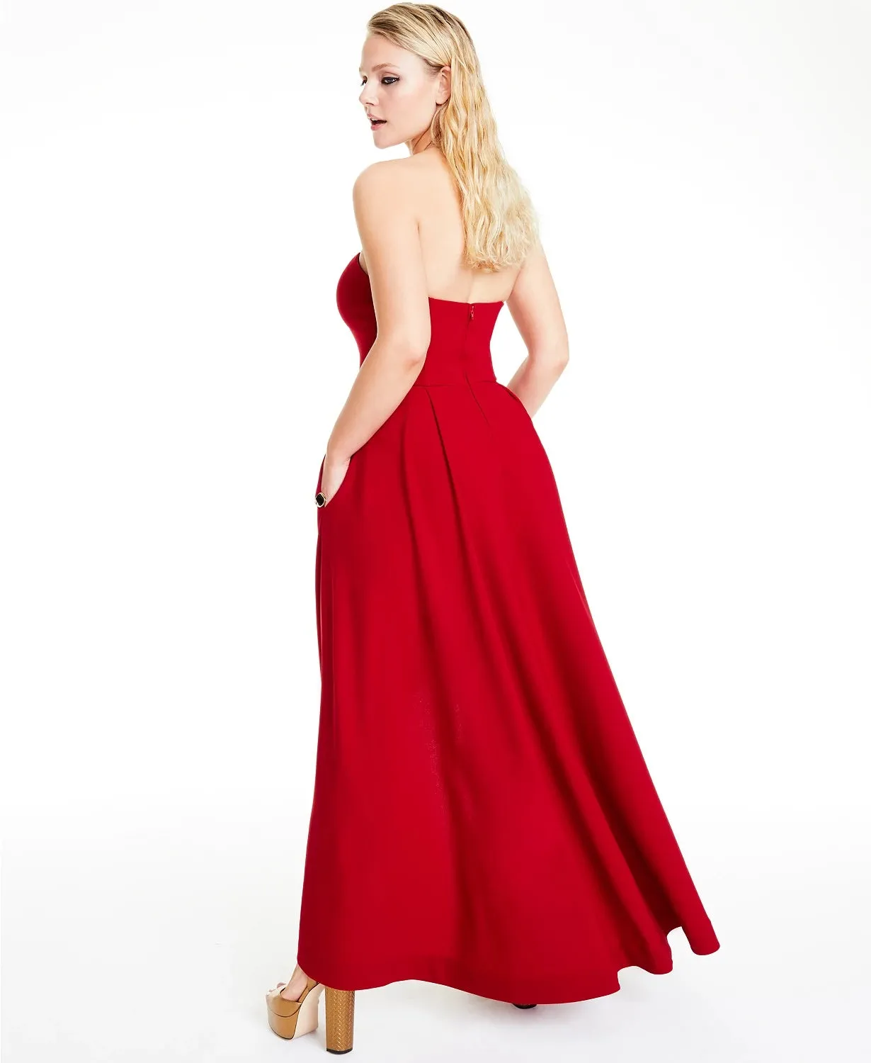 Speechless Women's Pocketed Solid Sleeveless Strapless Maxi Hi Lo Formal Dress Red Size 15 sold by Ruumur product image thumbnail 2