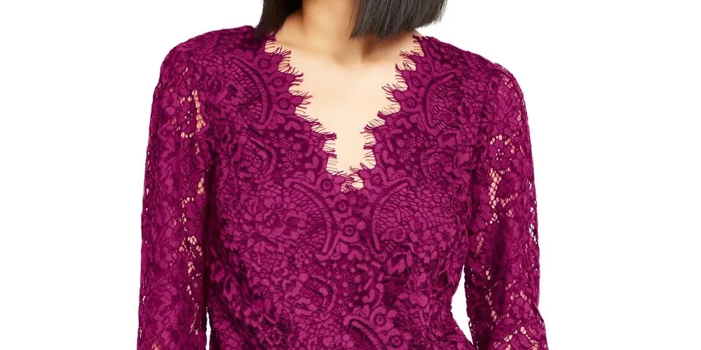Leyden Women's Lace Snap Closure Long Sleeve V Neck Body Suit Top Pink Size X-Large sold by Ruumur product image thumbnail 2