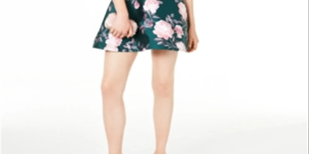 CRYSTAL DOLLS Women's Floral Sleeveless V Neck Short Party Fit + Flare Dress Juniors Green Size 5 sold by Ruumur product image thumbnail 4