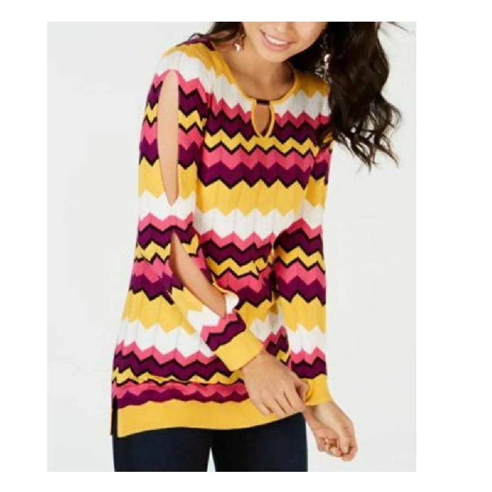 Thalia Sodi Women's Chevron Multi-Stripe Tunic Sweater Multi sold by Ruumur