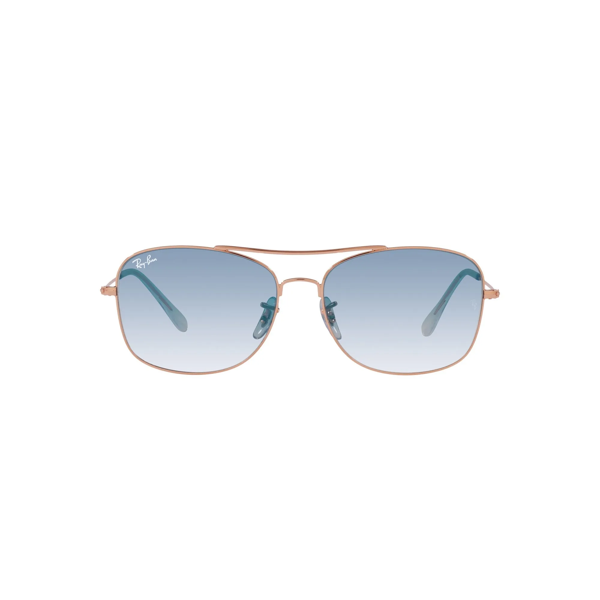 Ray Ban Polished Rose Gold Sunglasses with Blue Gradient Lenses-RB_3799_92023F_57mm sold by Ruumur