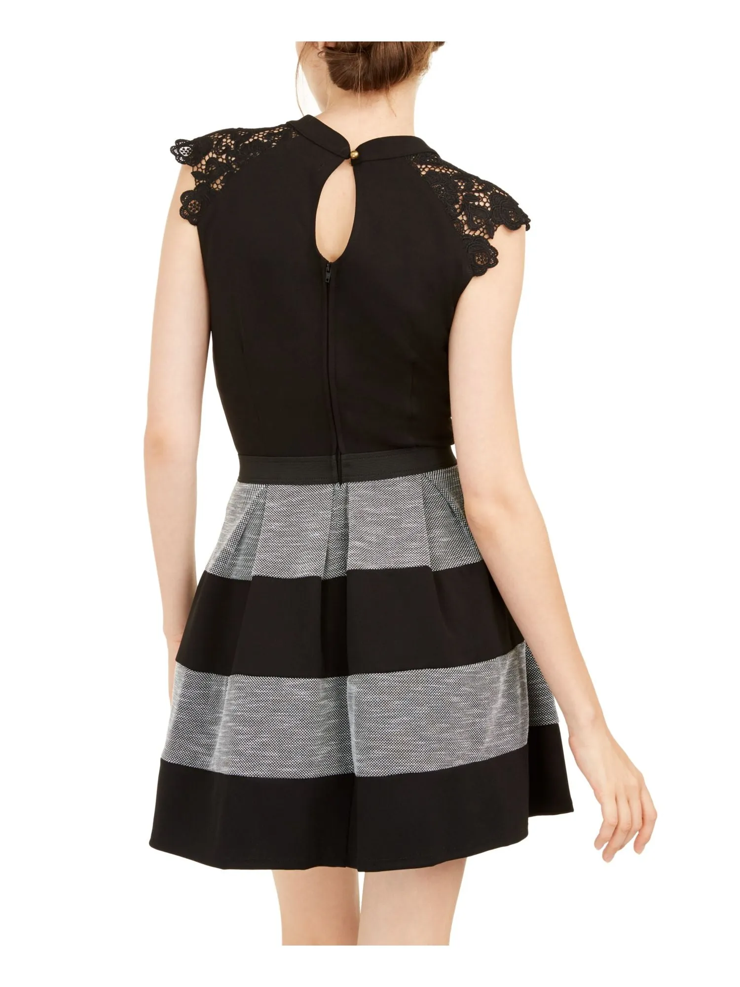 Speechless Women's Lace Trim Mini Fit & Flare Dress Black Size 2XS sold by Ruumur product image thumbnail 2