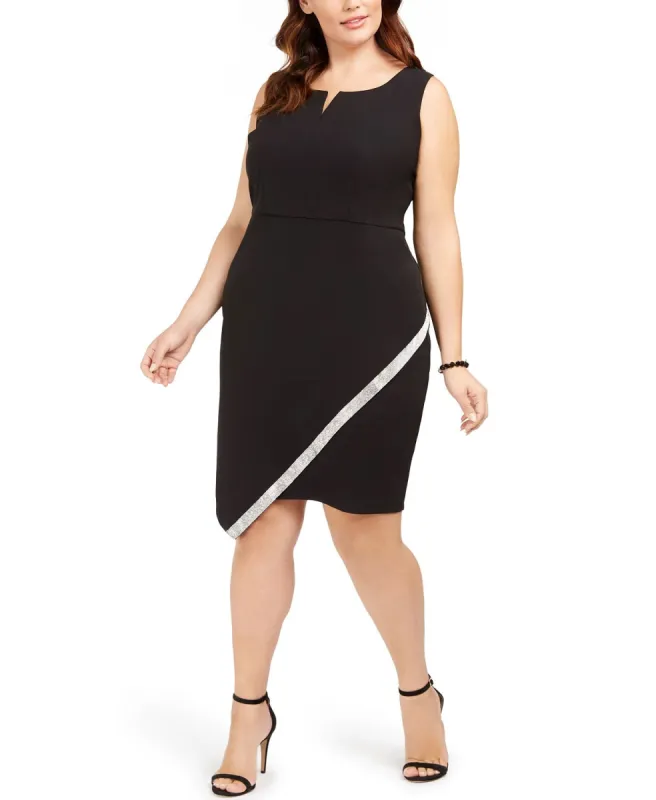 BCX Women's Trendy Plus Embellished Asymmetrical Dress Black Size XX-Large sold by Ruumur