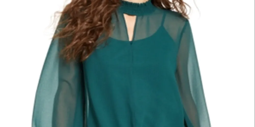 Thalia Sodi Women's Keyhole Top - Night Garden Green Size Large sold by Ruumur product image thumbnail 2