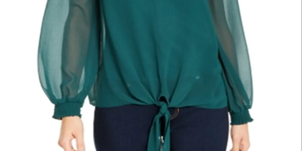 Thalia Sodi Women's Keyhole Top - Night Garden Green Size Large sold by Ruumur product image thumbnail 3