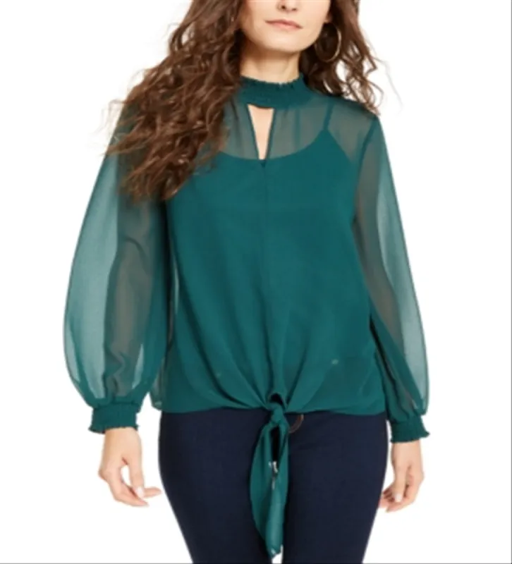 Thalia Sodi Women's Keyhole Top - Night Garden Green Size Large sold by Ruumur