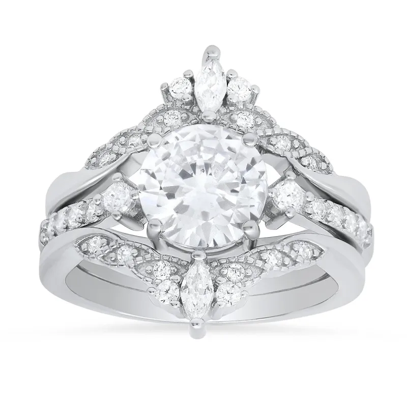 Sterling Silver 3pc Stackable CZ Ring Set sold by Ruumur