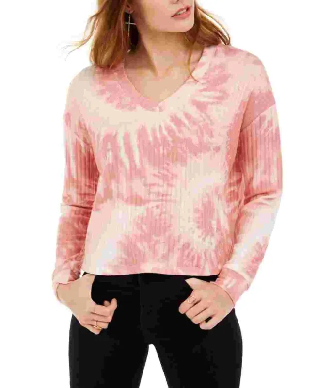 Crave Fame Junior's Cozy Ribbed Tie Dyed Top Pink Size Small sold by Ruumur