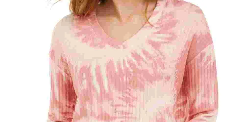 Crave Fame Junior's Cozy Ribbed Tie Dyed Top Pink Size Small sold by Ruumur product image thumbnail 2