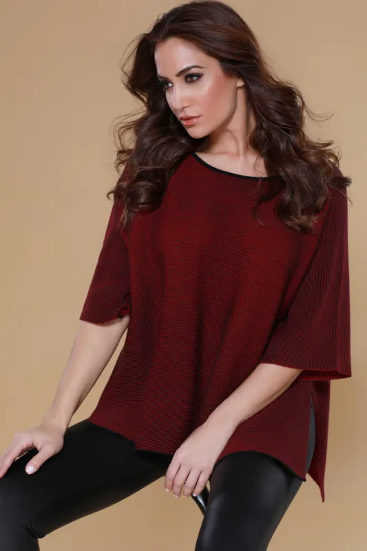 Angel Apparel 2-Tone High Slit Sweater Poncho sold by Ruumur