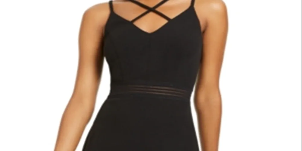 City Studios Women's Spaghetti Strap V Neck Mini Body Con Cocktail Dress Black Size 0 sold by Ruumur product image thumbnail 5