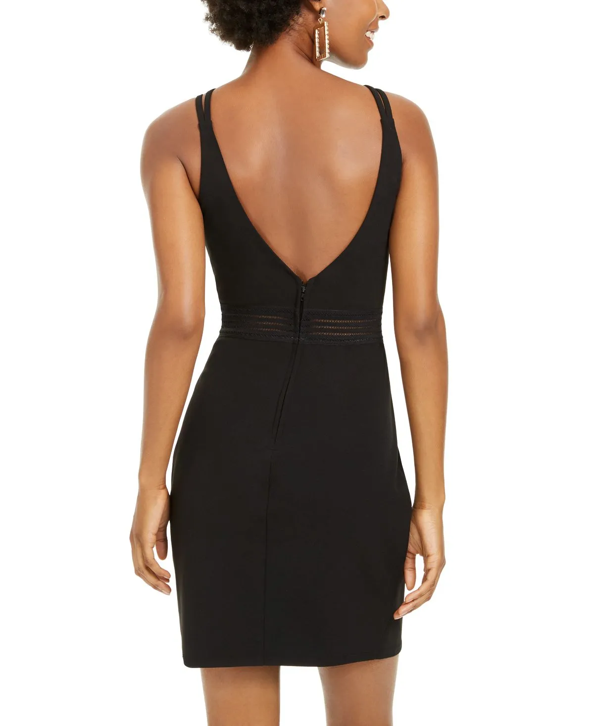 City Studios Women's Spaghetti Strap V Neck Mini Body Con Cocktail Dress Black Size 0 sold by Ruumur product image thumbnail 2