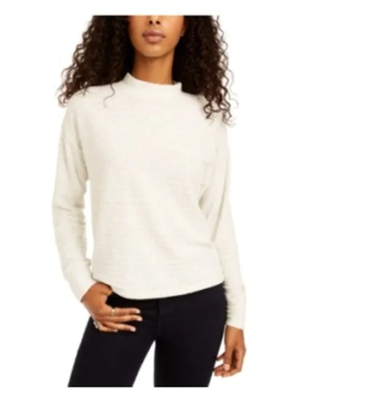 Hippie Rose Juniors Women's Cozy Mock-Neck Ribbed Top white Size Extra Small sold by Ruumur