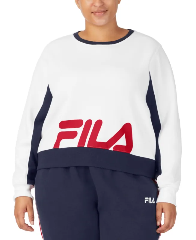 Fila Women's Calm Graphic Colorblocked Sweatshirt White Size 1X sold by Ruumur