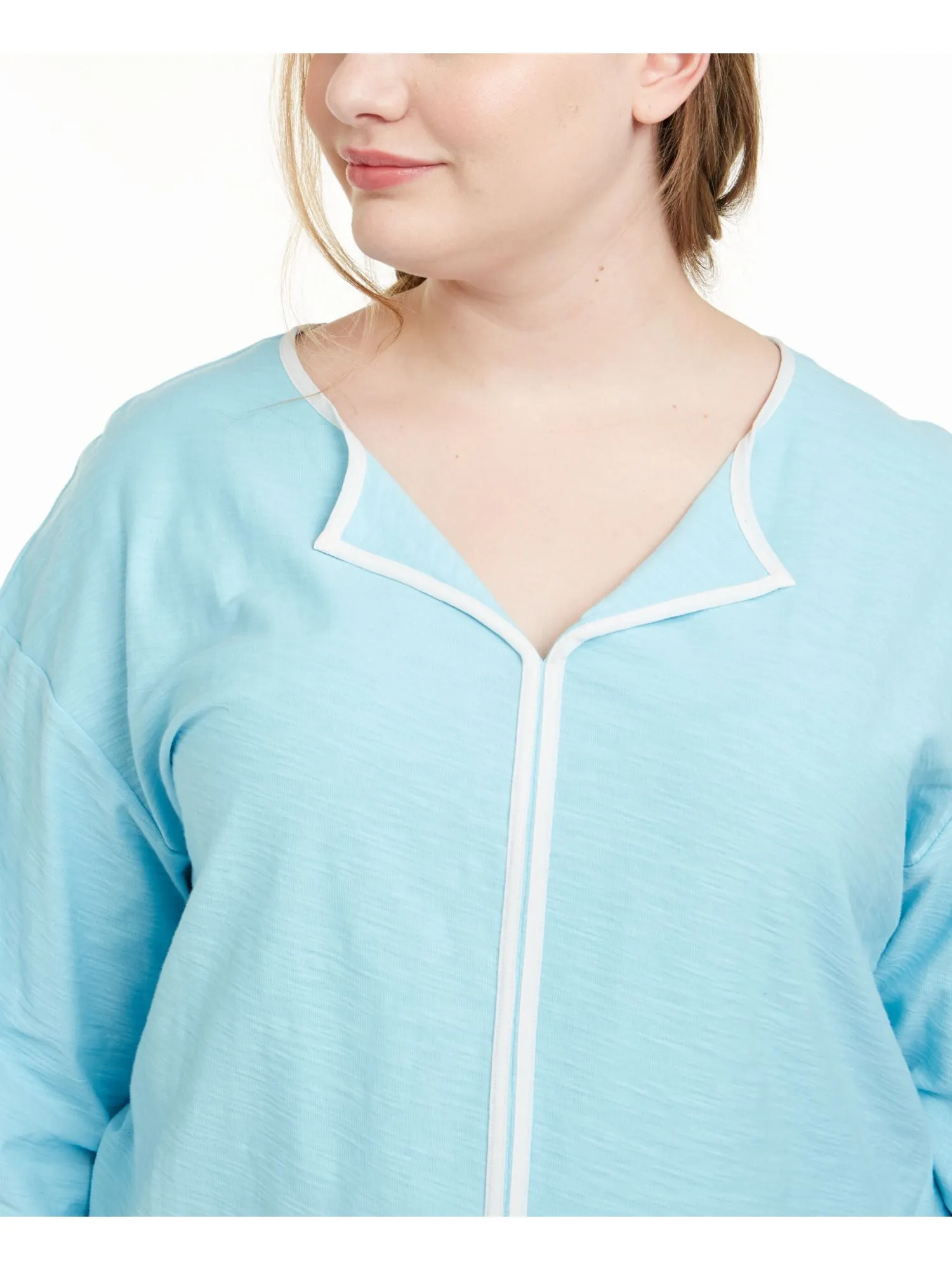 Tommy Hilfiger Women's Layered Heather Long Sleeve V Neck Tunic Wear to Work Top Blue Size 0X sold by Ruumur product image thumbnail 3