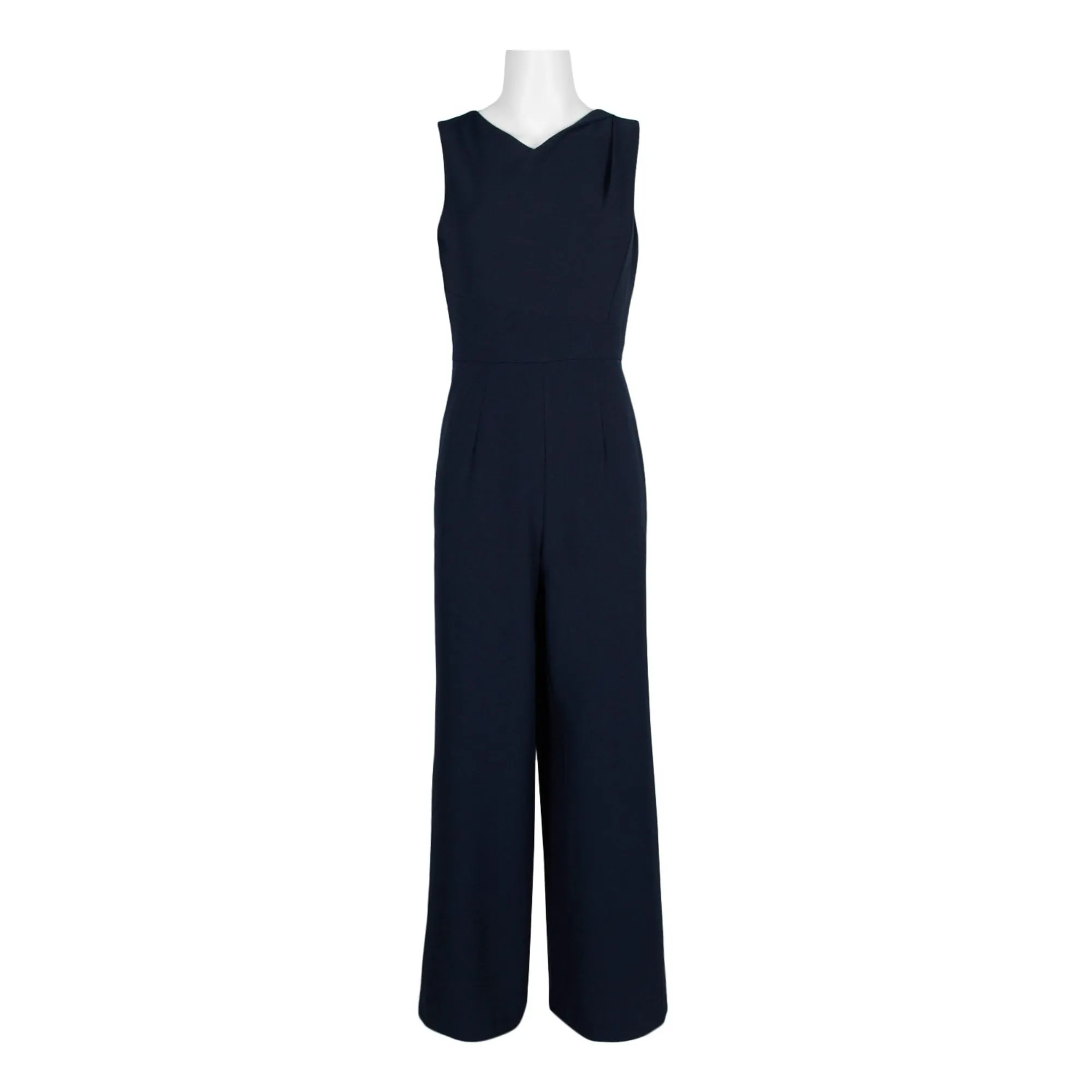 Donna Ricco Women's V Neck Sleeveless Zipper Back Solid Crepe Jumpsuit Blue Size 2 sold by Ruumur