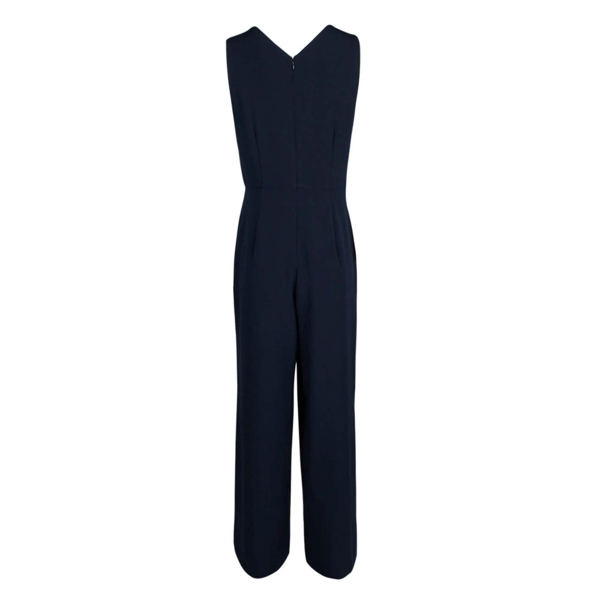 Donna Ricco Women's V Neck Sleeveless Zipper Back Solid Crepe Jumpsuit Blue Size 2 sold by Ruumur product image thumbnail 2