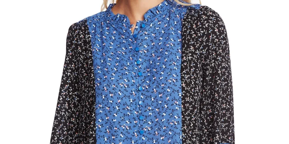 CeCe Women's Budding Floral Colorblock Long Sleeve Top Blue Size Small sold by Ruumur product image thumbnail 2