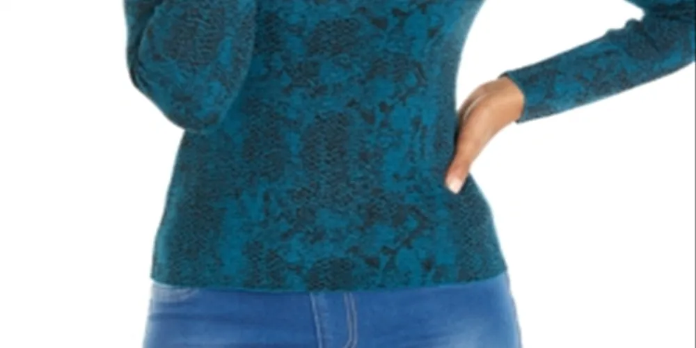 Thalia Sodi Women's Jacquard Cold Shoulder Sweater Blue Size X-Large sold by Ruumur product image thumbnail 3