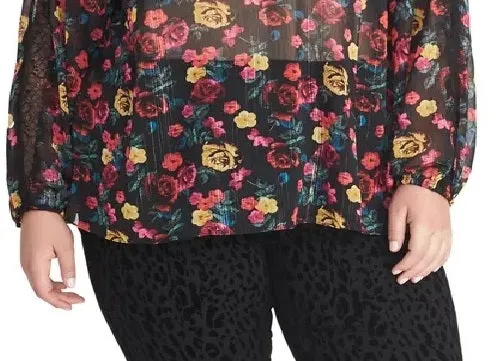 Rachel Rachel Roy Women's Size Plus Eve Floral Print Top Black Multi combo Size 1X sold by Ruumur product image thumbnail 3