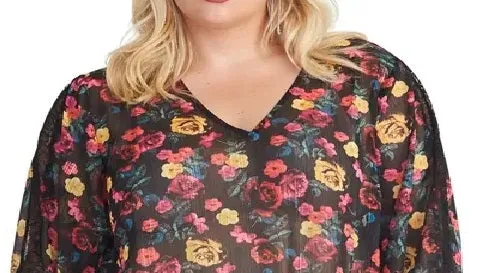 Rachel Rachel Roy Women's Size Plus Eve Floral Print Top Black Multi combo Size 1X sold by Ruumur product image thumbnail 2