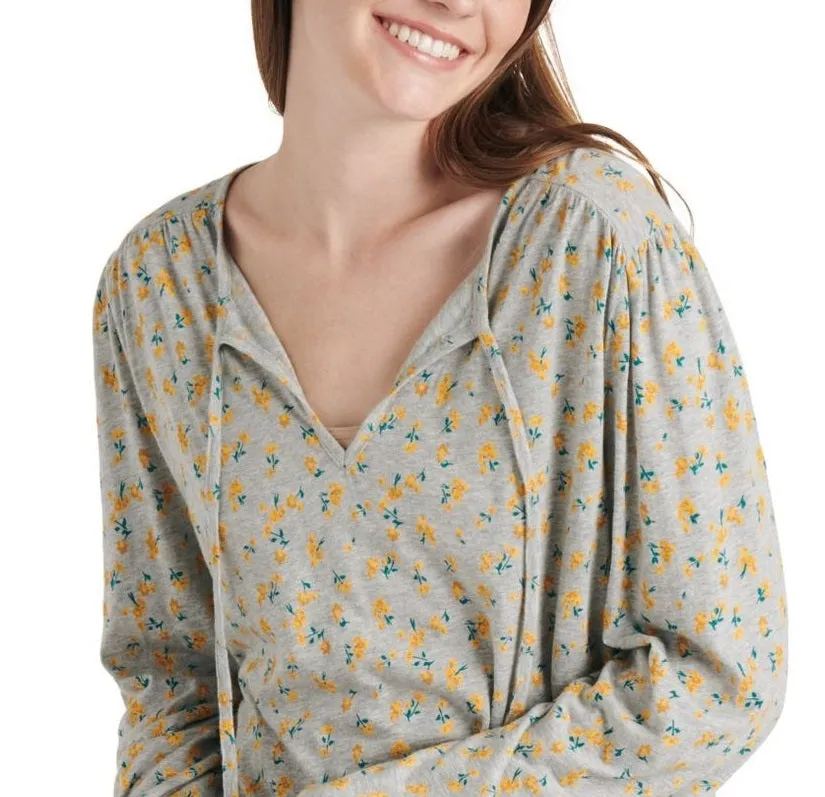 Lucky Brand Women's Floral Print Lace up Top Gray Size Small sold by Ruumur product image thumbnail 2