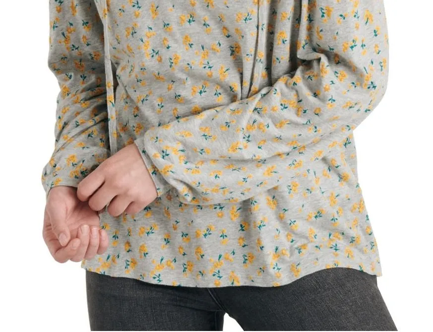 Lucky Brand Women's Floral Print Lace up Top Gray Size Small sold by Ruumur product image thumbnail 3
