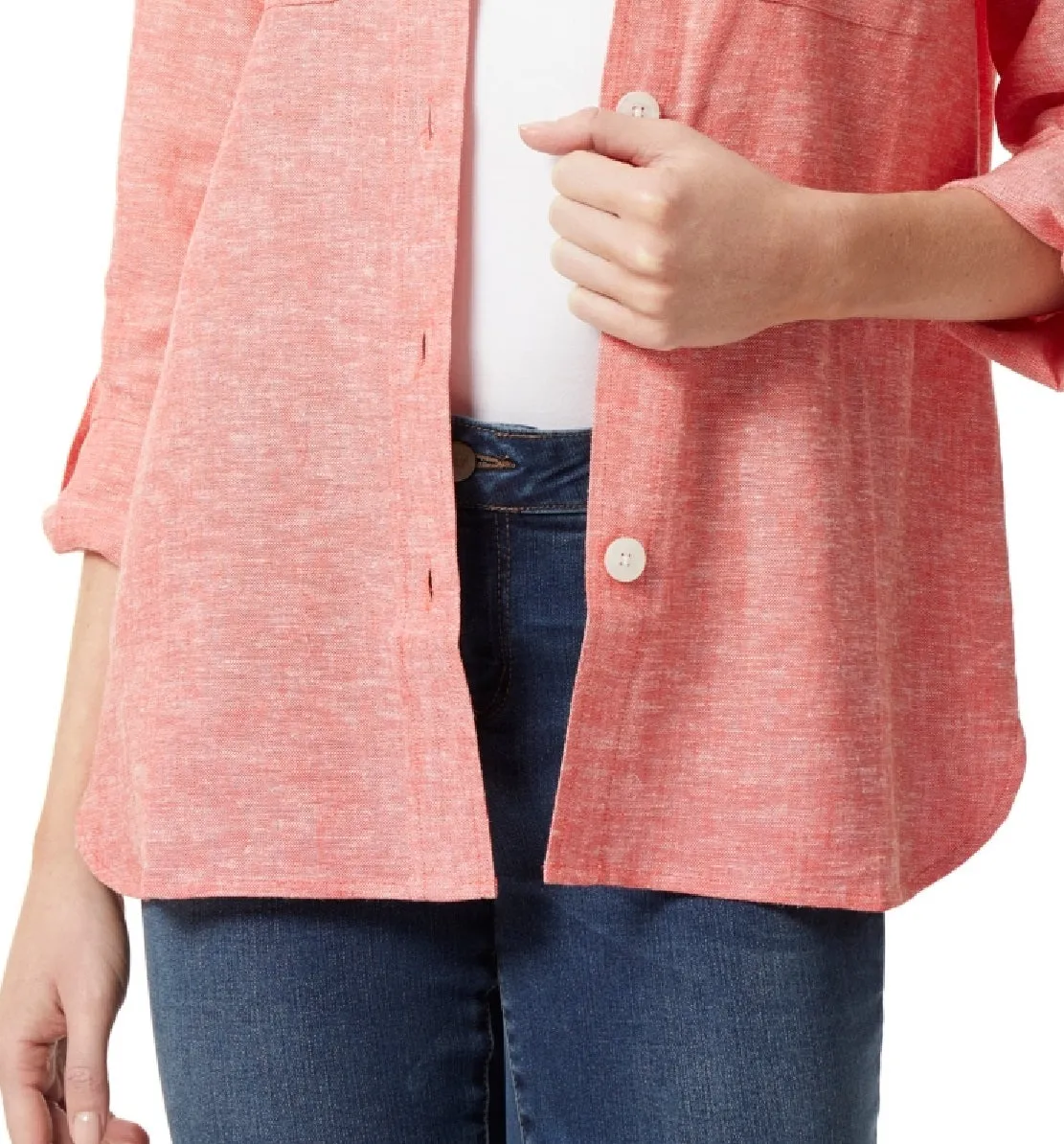 Jones New York Women's Shacket With Rolled Tab Jacket Red Size Medium sold by Ruumur product image thumbnail 3