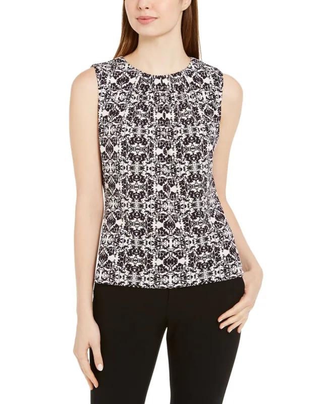 Calvin Klein Women's Printed Sleeveless Top Black Size Large sold by Ruumur
