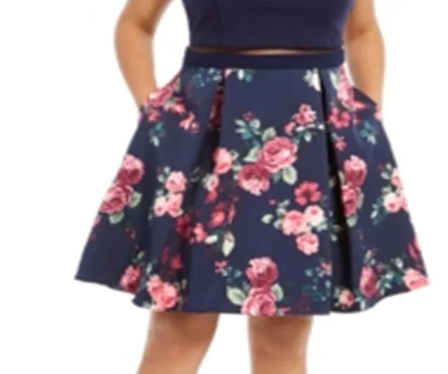 B Darlin Women's Llusion Floral Print Fit Flare Dress Blue Size 22W sold by Ruumur product image thumbnail 3