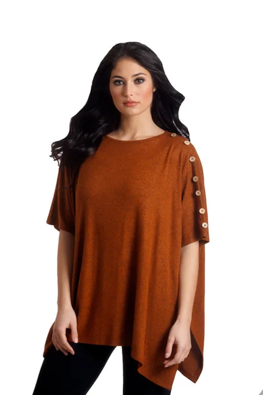 Supersoft Button Detail Poncho sold by Ruumur