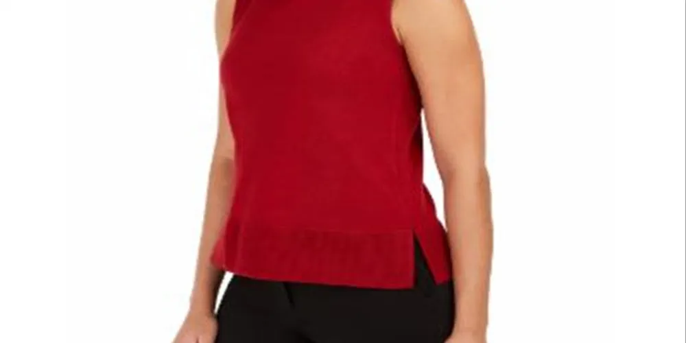 Anne Klein Women's Pointelle Trim Tank Sweater Red Size Small sold by Ruumur product image thumbnail 3
