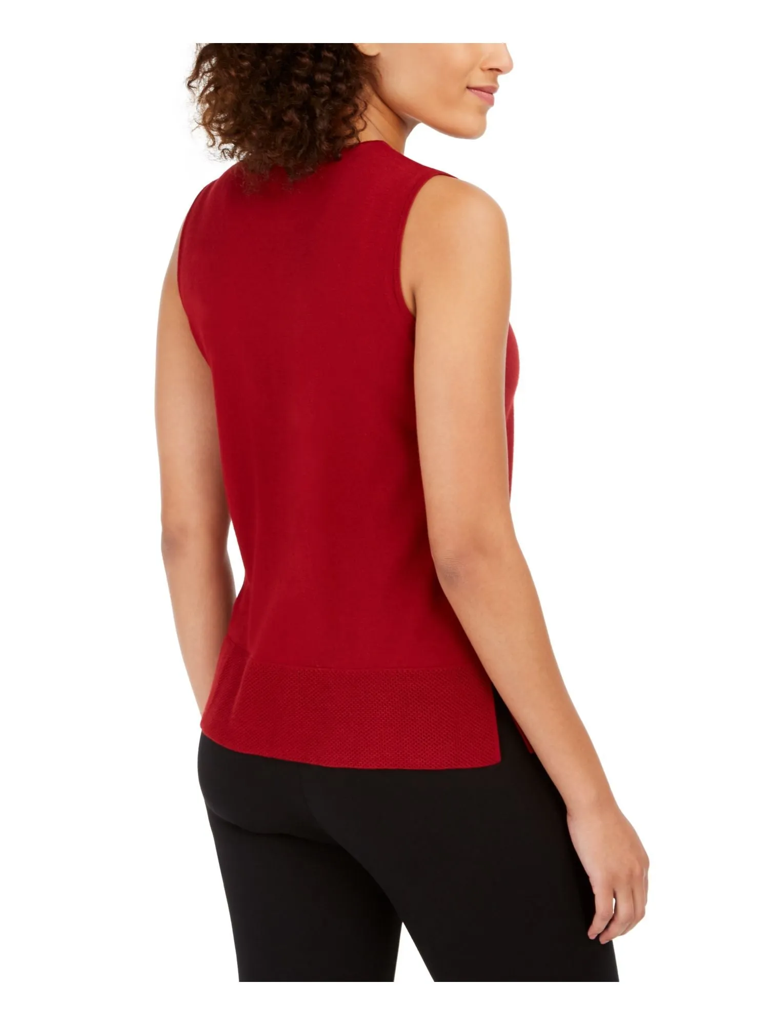 Anne Klein Women's Pointelle Trim Tank Sweater Red Size Small sold by Ruumur product image thumbnail 2