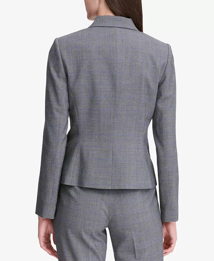 Calvin Klein Women's Glen Plaid Two-Button Jacket Silver Size 12 sold by Ruumur product image thumbnail 2