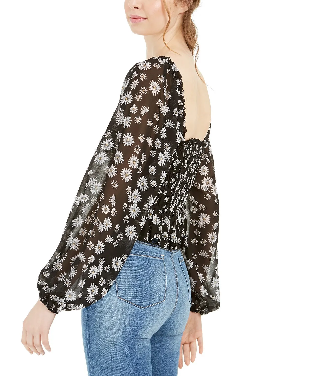 Leyden Women's Daisy Floral Print Cropped Top Black Size Small sold by Ruumur product image thumbnail 2