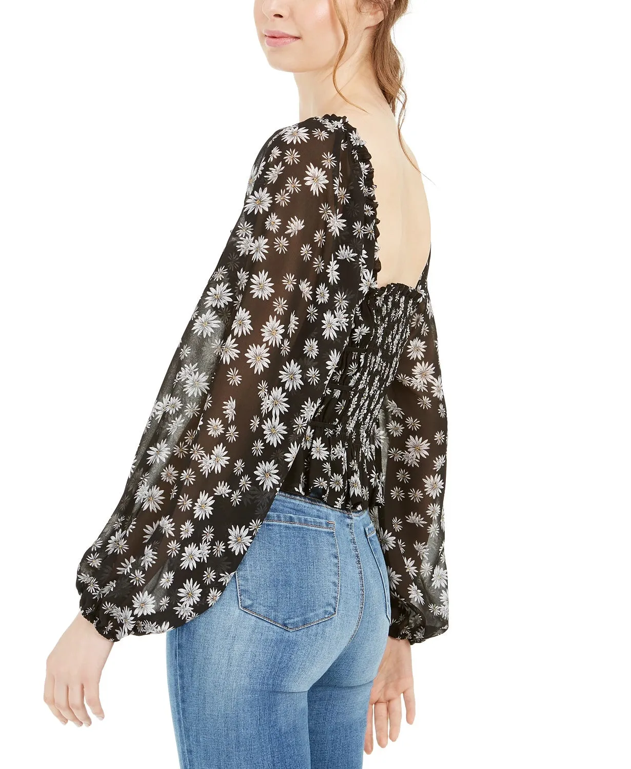 Leyden Women's Daisy Floral Print Cropped Top Black Size Medium sold by Ruumur product image thumbnail 2