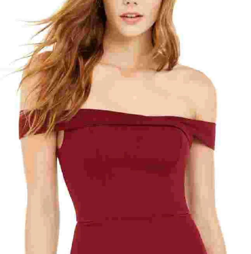 Sequin Hearts Women's Burgundy Short Sleeve Off Shoulder Above The Knee Body Con Cocktail Dress Red Size 13 sold by Ruumur product image thumbnail 2