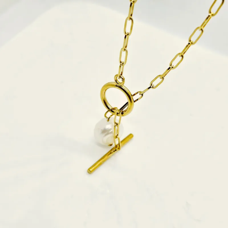Freshwater Pearl Toggle Hypoallergenic Necklace sold by Ruumur