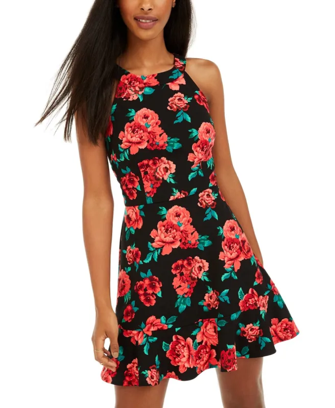 BCX Women's Floral-Print Flounce Dress Red Size 13 sold by Ruumur