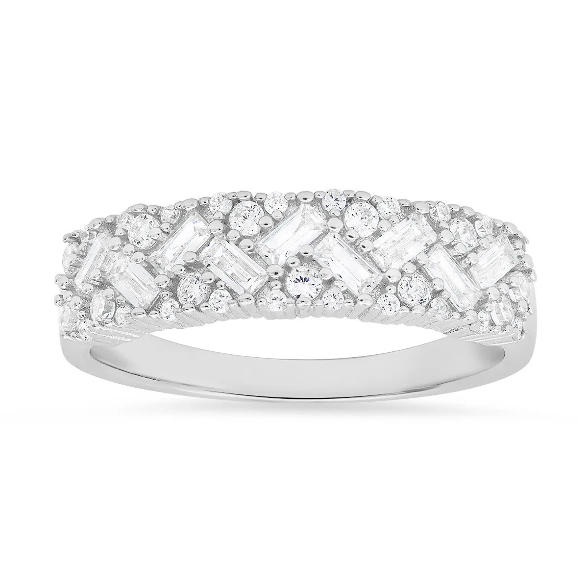 Sterling Silver Baguette-cut CZ Ring sold by Ruumur
