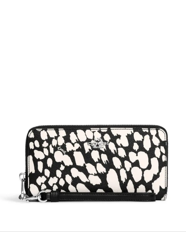 Coach Women's Black & Chalk Multi Long Zip Around Wallet With Spotted Animal Print sold by Ruumur