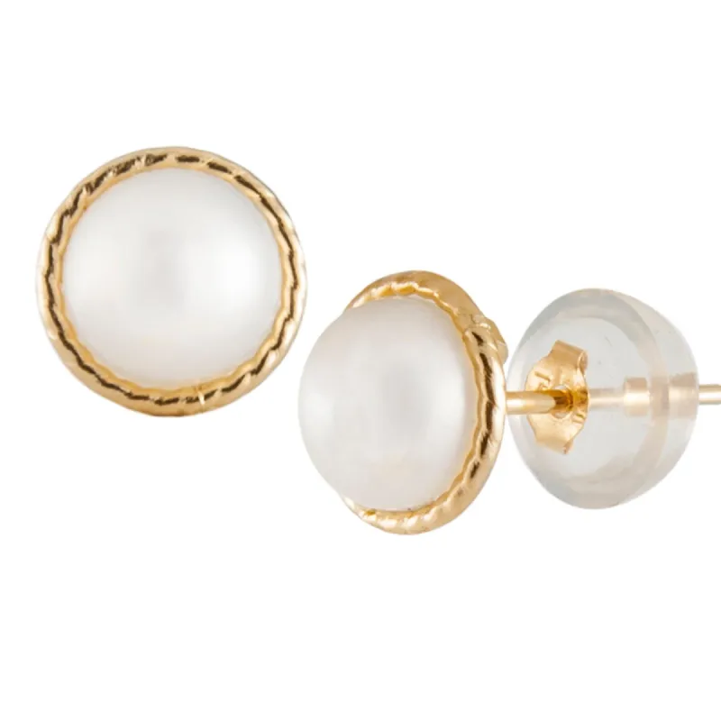 Splendid Pearls 14K Yellow Gold Pearl Earrings KE-37 sold by Ruumur