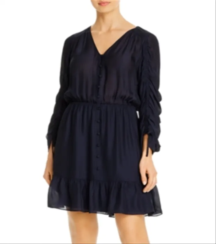 Parker Women's Fletcher Button Down Ruffed Dress Blue Size Medium sold by Ruumur