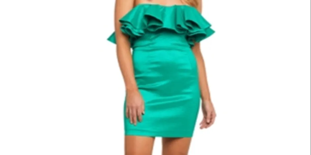 Bardot Women's Green Ruffled Off Shoulder Short Body Con Cocktail Dress Green Size Medium sold by Ruumur product image thumbnail 5