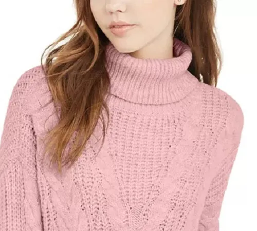Crave Fame Juniors' Turtleneck Cable Knit Sweater Red Size X-Small sold by Ruumur product image thumbnail 2