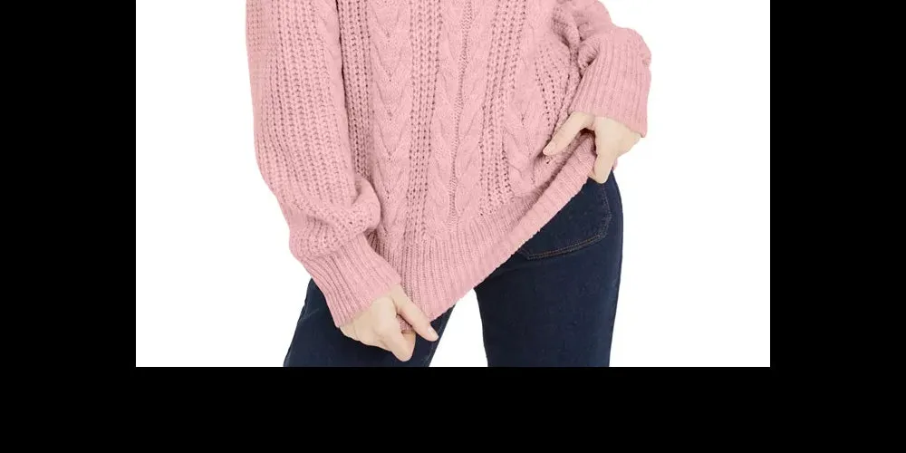 Crave Fame Juniors' Turtleneck Cable Knit Sweater Red Size X-Small sold by Ruumur product image thumbnail 3