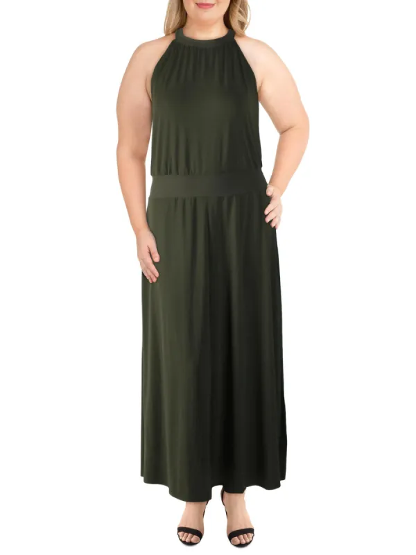 Rachel Roy Women's Avena Halter Side Slits Maxi Dress Green Size X-Large sold by Ruumur